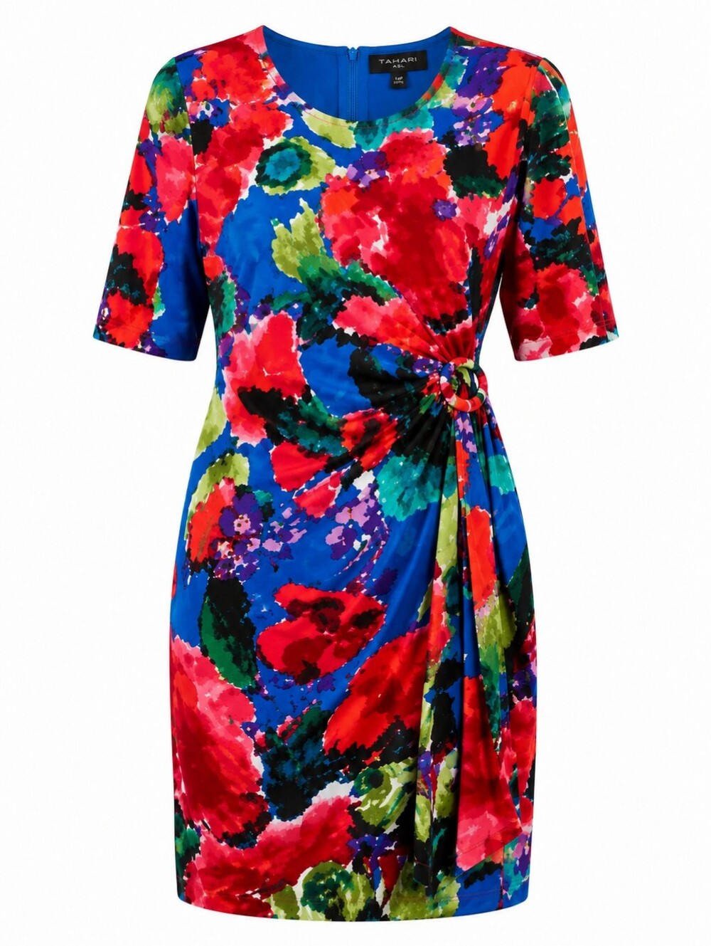 TAHARI ASL | Watercolor Floral Faux Wrap Sheath Cocktail Dress | 14P Petite